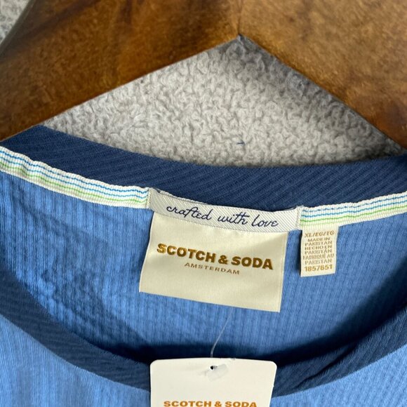 NEW Scotch & Soda Men's XL Textured Blue T-Shirt - Picture 2 of 8